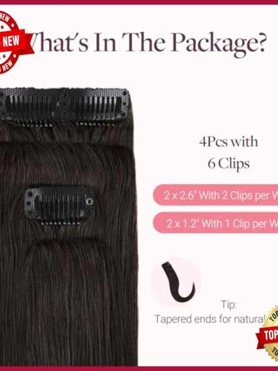 Human Hair Clip-In Extensions for Thinning Hair, 18 Inch, 4 Pieces main image 7